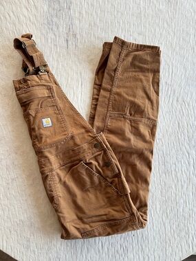 Carhartt Tan/Brown Cargo Overalls with Tool Pockets